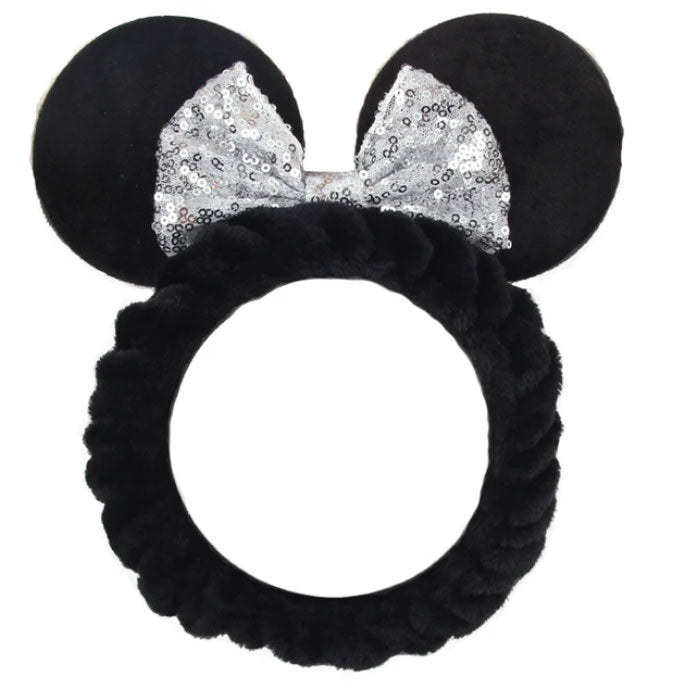 Disney Black With Silver Sequin Bow Headband Ears