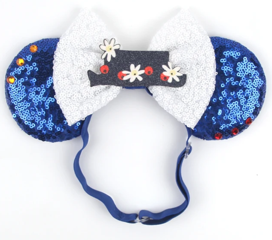 Mary Poppins Disney Mouse Ears Adjustable Elastic Headband For Babies, Kids, And Adults