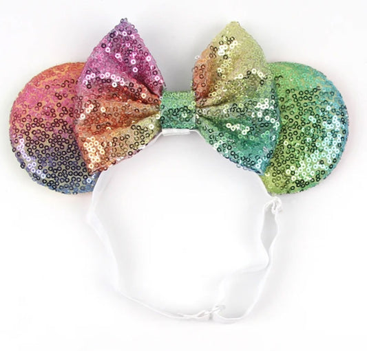 Rainbow Disney Mouse Ears Adjustable Elastic Headband For Babies, Kids, And Adults