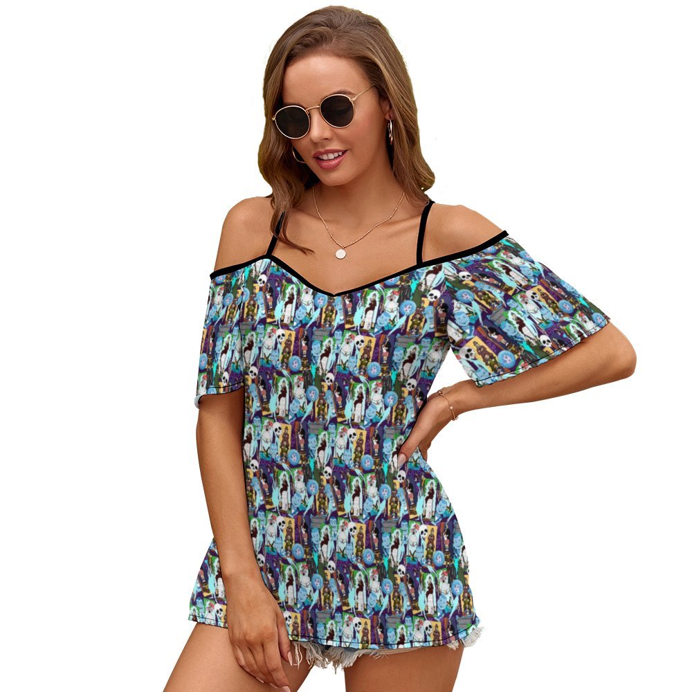 Haunted Mansion Favorites Women's Off-Shoulder Cold Shoulder Camisole Top - Ambrie