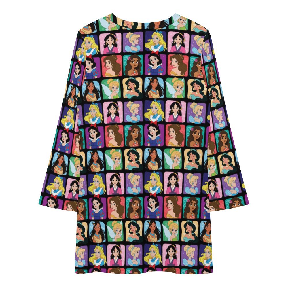 Princess Portriats Long Sleeve Patchwork T-shirt Dress