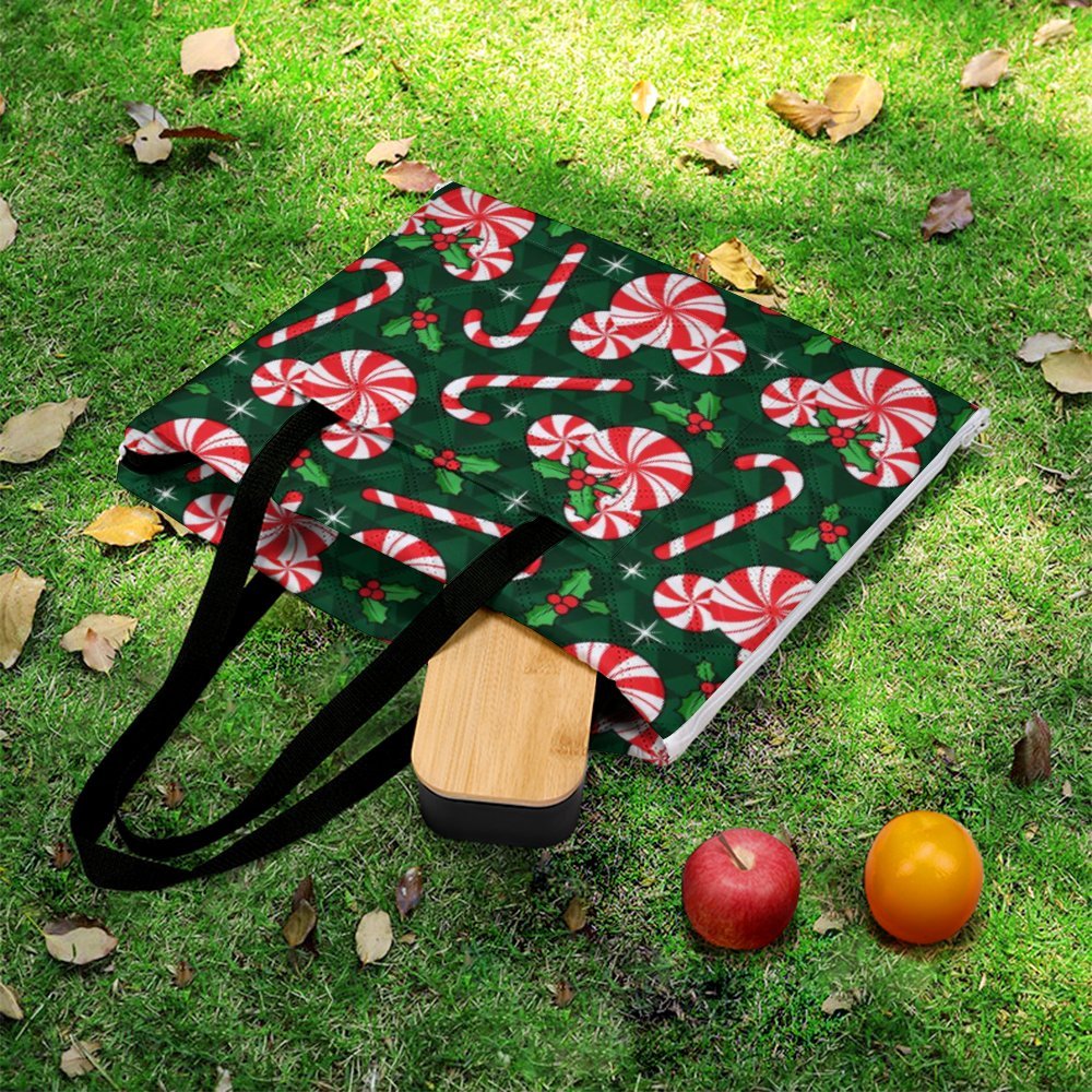 Christmas Peppermint Zipper Picnic Mat