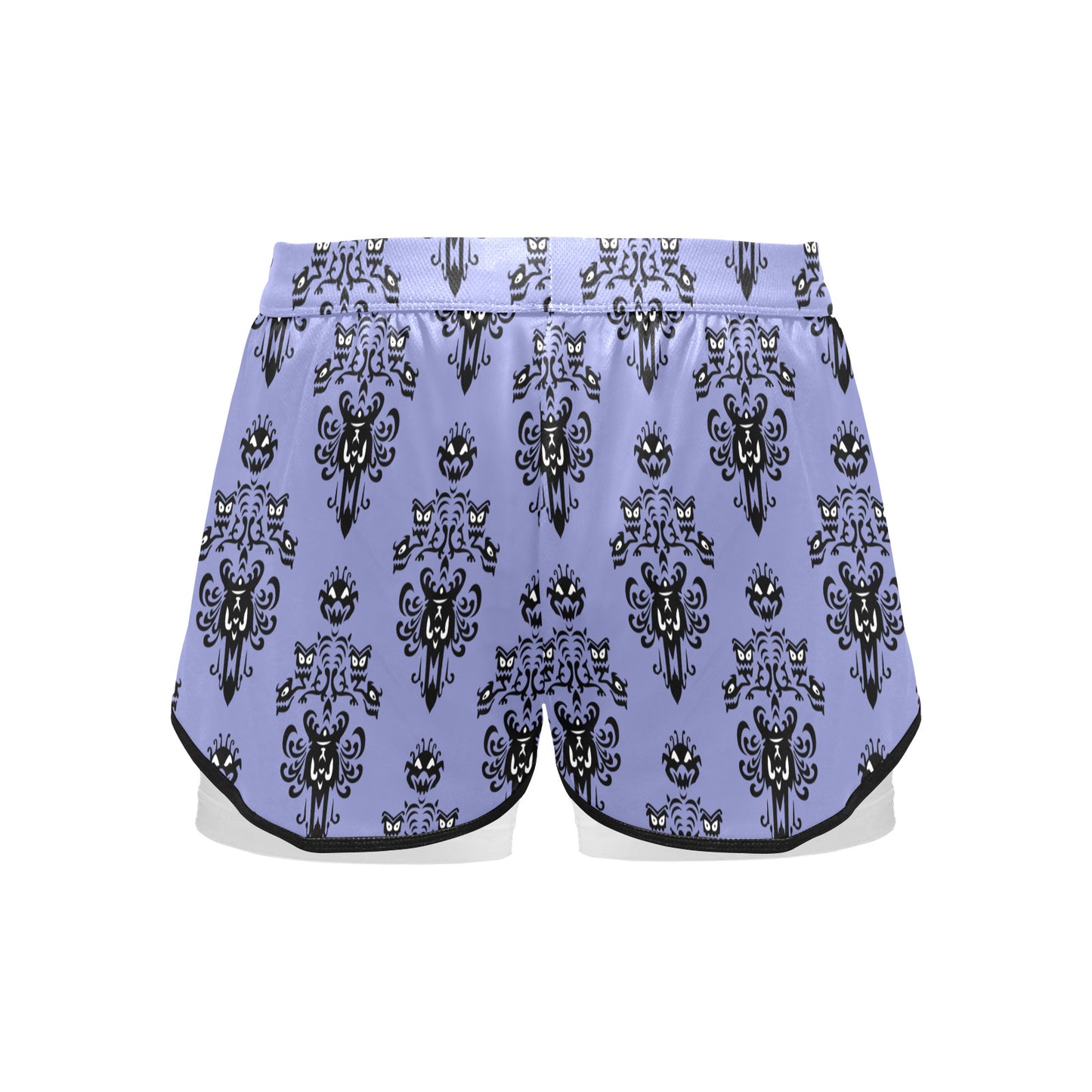 Haunted Mansion Wallpaper Women's Sports Shorts With Compression Liner