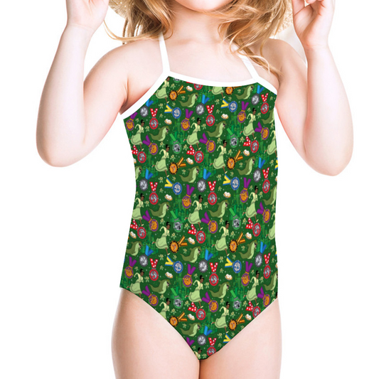 Tiana Wine And Dine Race Girl's Halter One Piece Swimsuit