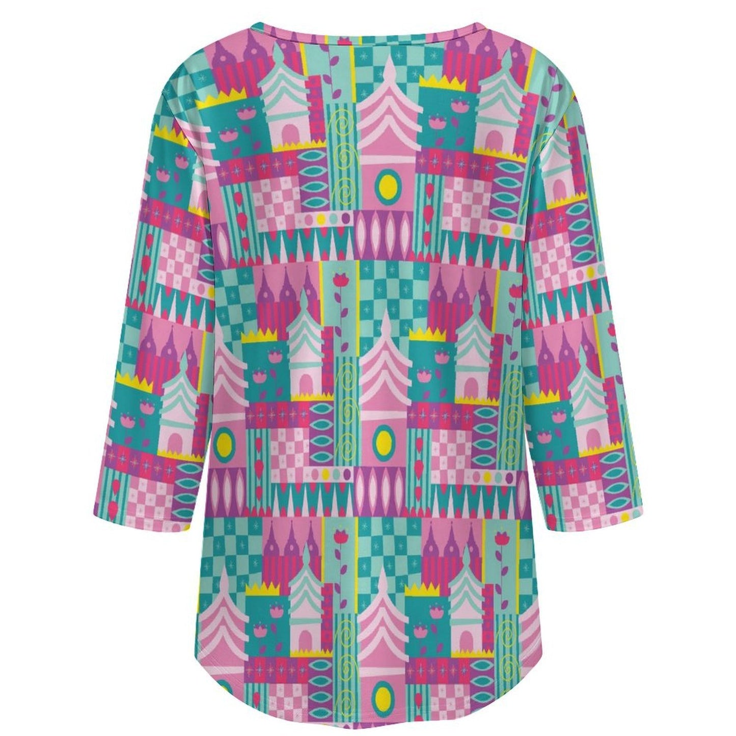 Small World Women's 3/4 Sleeve Pleated Tunic Top - Ambrie