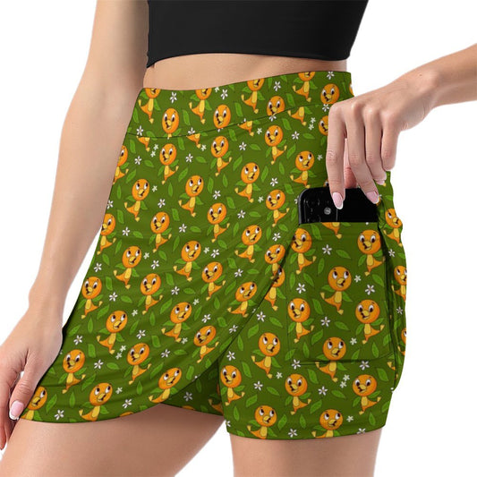Orange Bird Athletic A-Line Skirt With Pocket