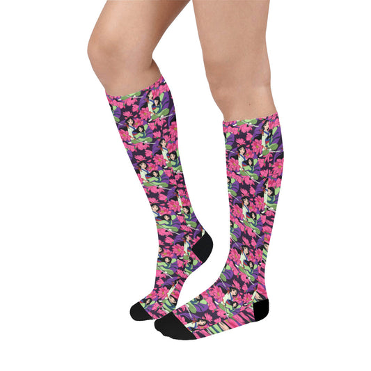 Disney Mulan Blooming Flowers Over-The-Calf Socks