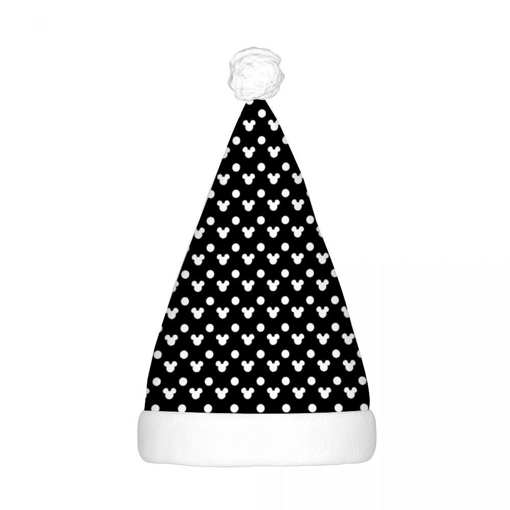 Black With White Mickey Polka Dots LED Light-Up Christmas Hat