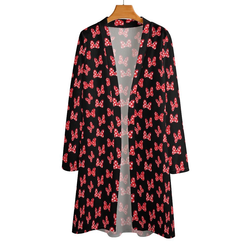 Polka Dot Bows Women's Mid-Length Cardigan