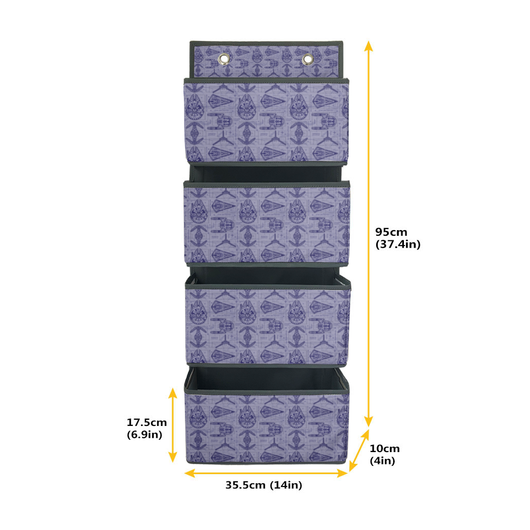 Star Wars Ship Blueprints 4-Tier Hanging Shelf Wall Closet Storage Organizer Bags