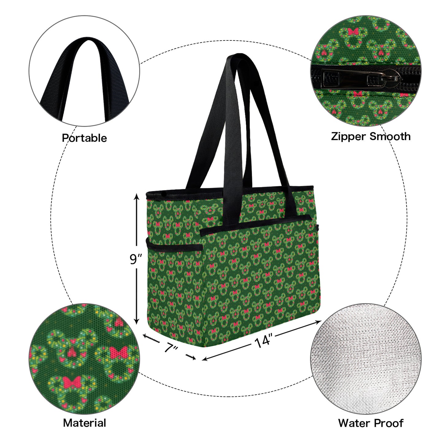 Christmas Wreaths Large Capacity Insulated Tote Bag