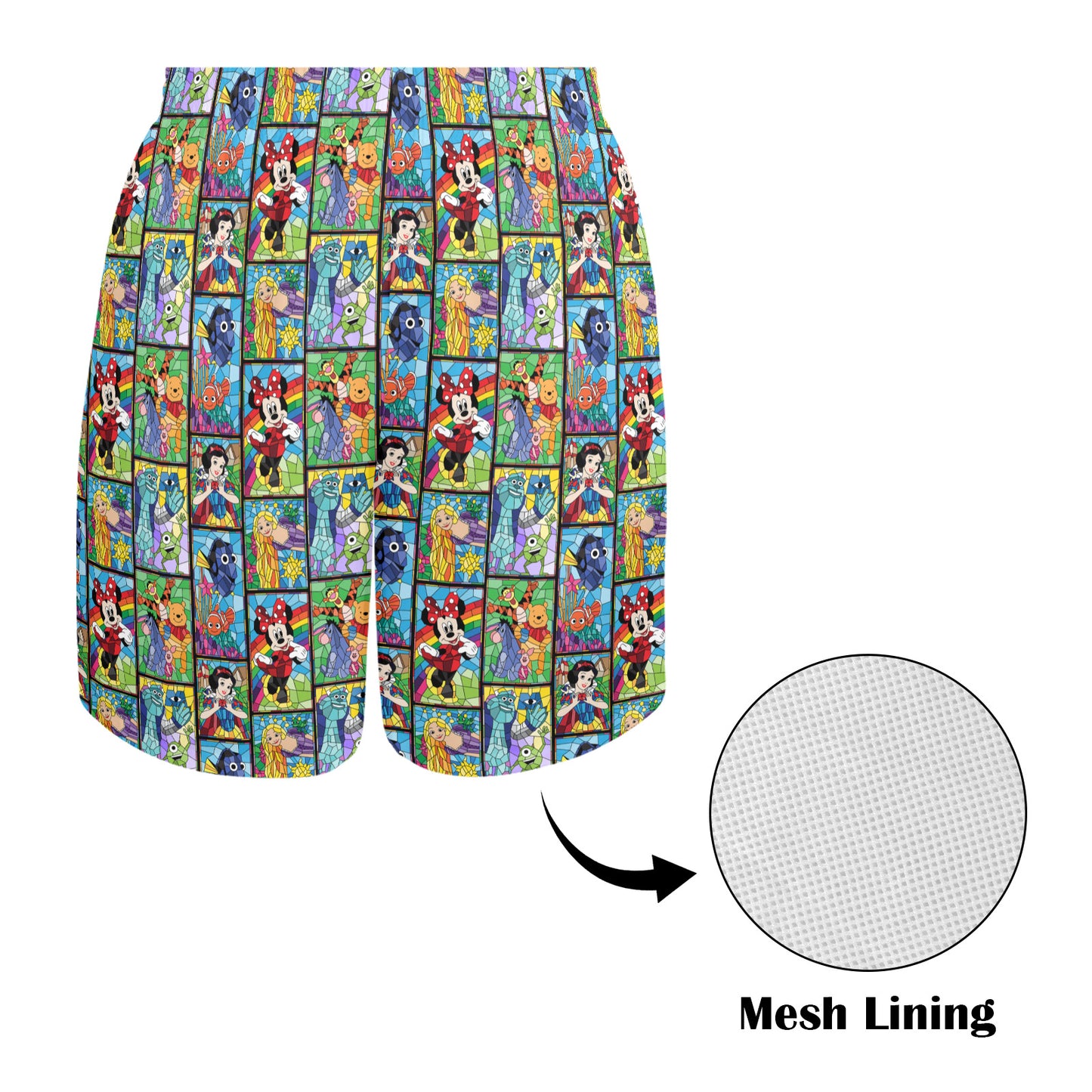 Stained Glass Characters Men's Swim Trunks Swimsuit