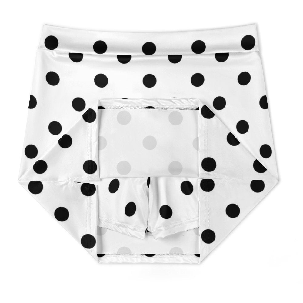 White With Black Polka Dots Athletic A-Line Skirt With Pocket