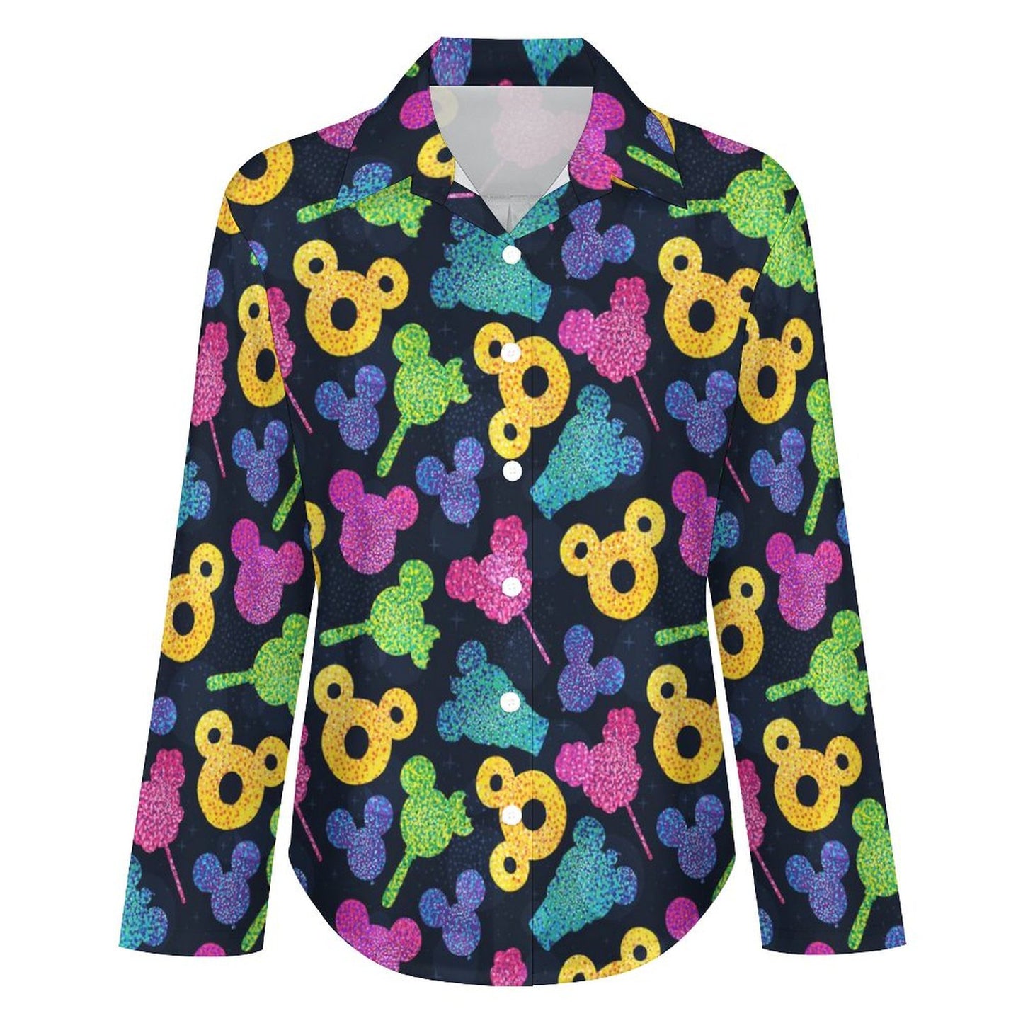 Glitter Park Snacks Long Sleeve Button Up Blouse