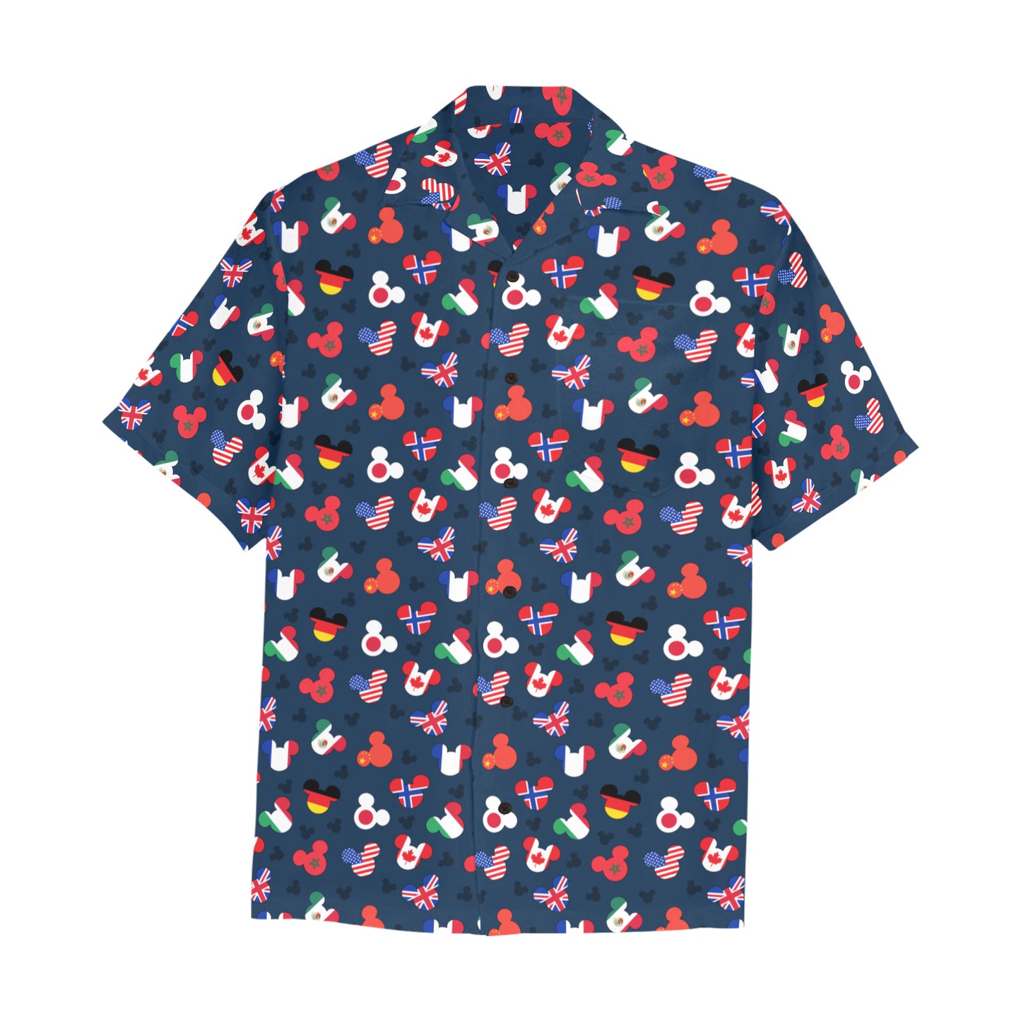 Mickey Flags Hawaiian Shirt With Chest Pocket