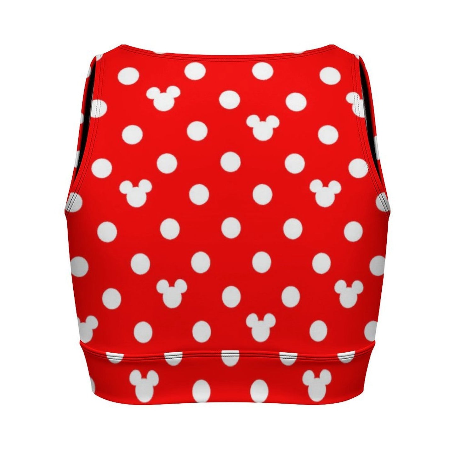 Red With White Mickey Polka Dots Women's Yoga Zipper Vest - Ambrie