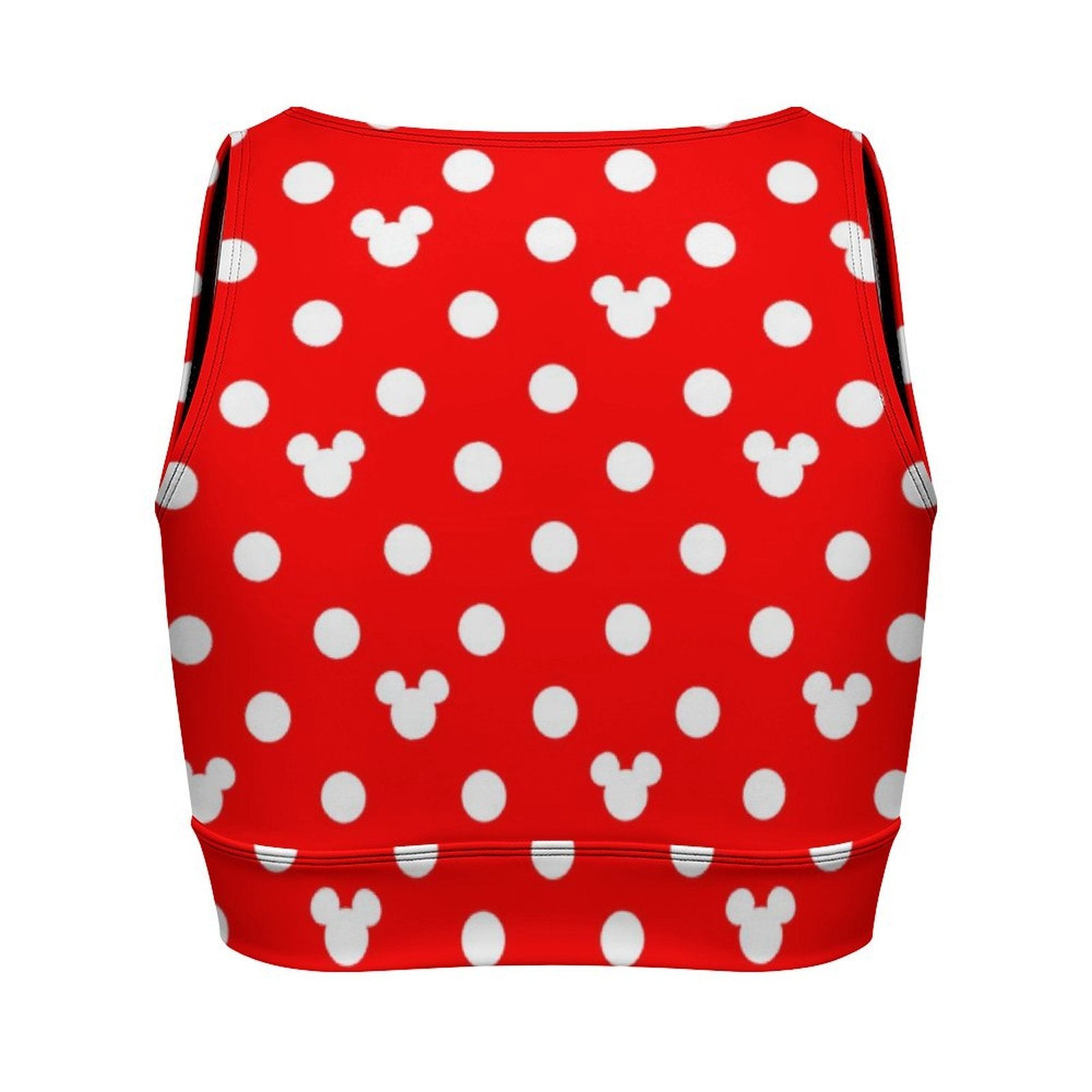 Red With White Mickey Polka Dots Women's Yoga Zipper Vest - Ambrie