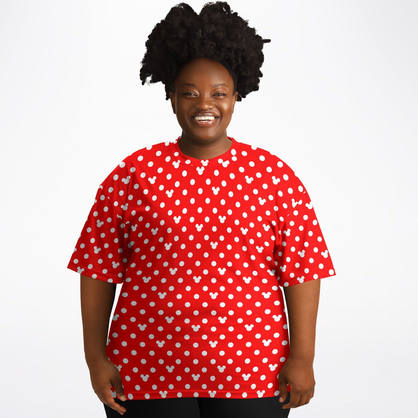 Red With White Mickey Polka Dots Unisex Plus-size T-Shirt