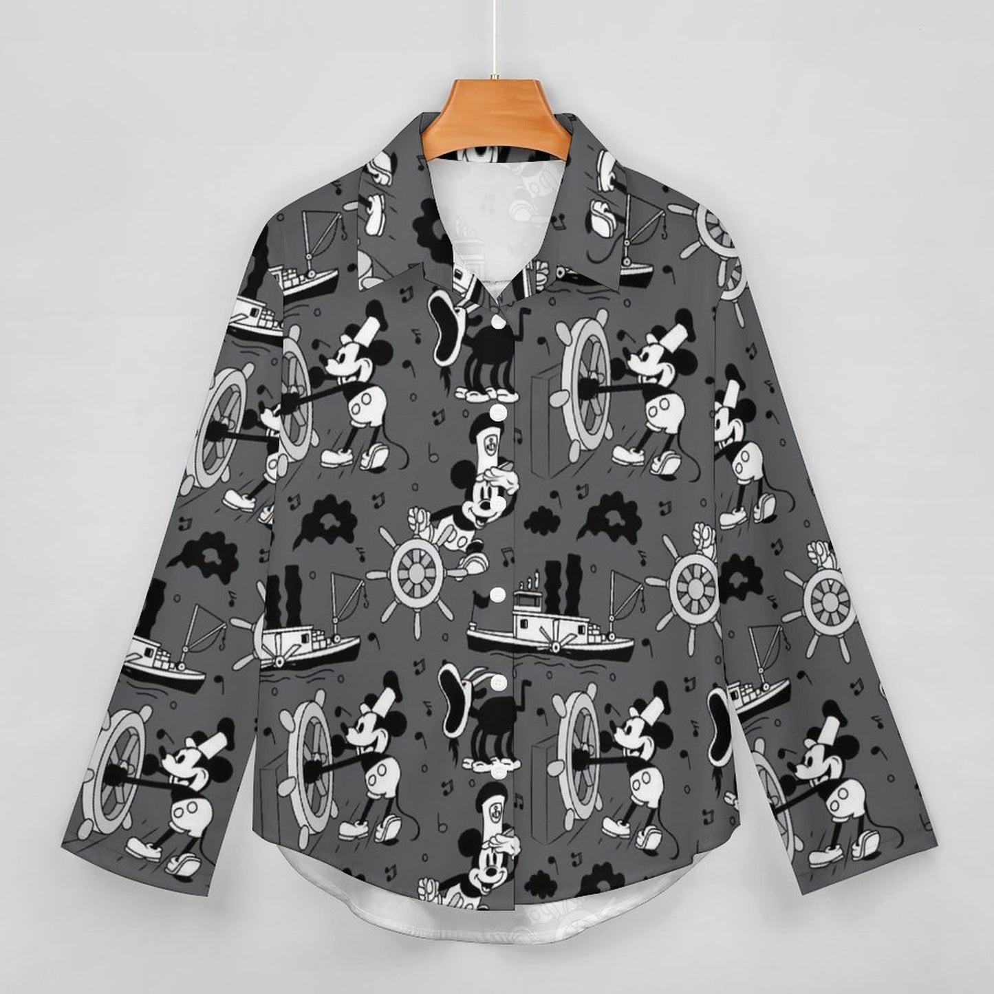 Steamboat Mickey Long Sleeve Button Up Blouse