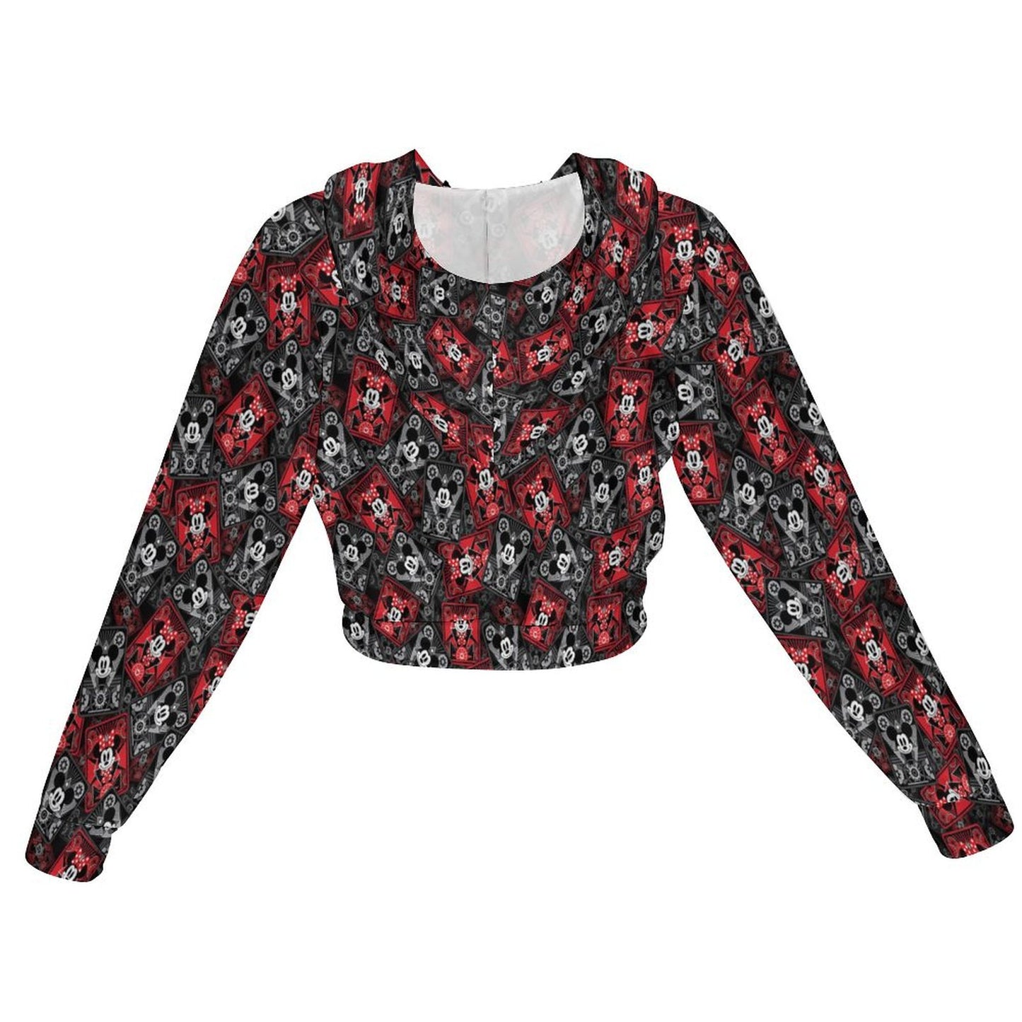 Steamboat Mickey And Minnie Cards Women's Cropped Zipper Jacket