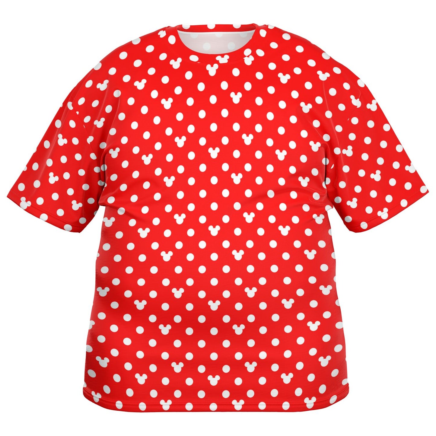 Red With White Mickey Polka Dots Unisex Plus-size T-Shirt