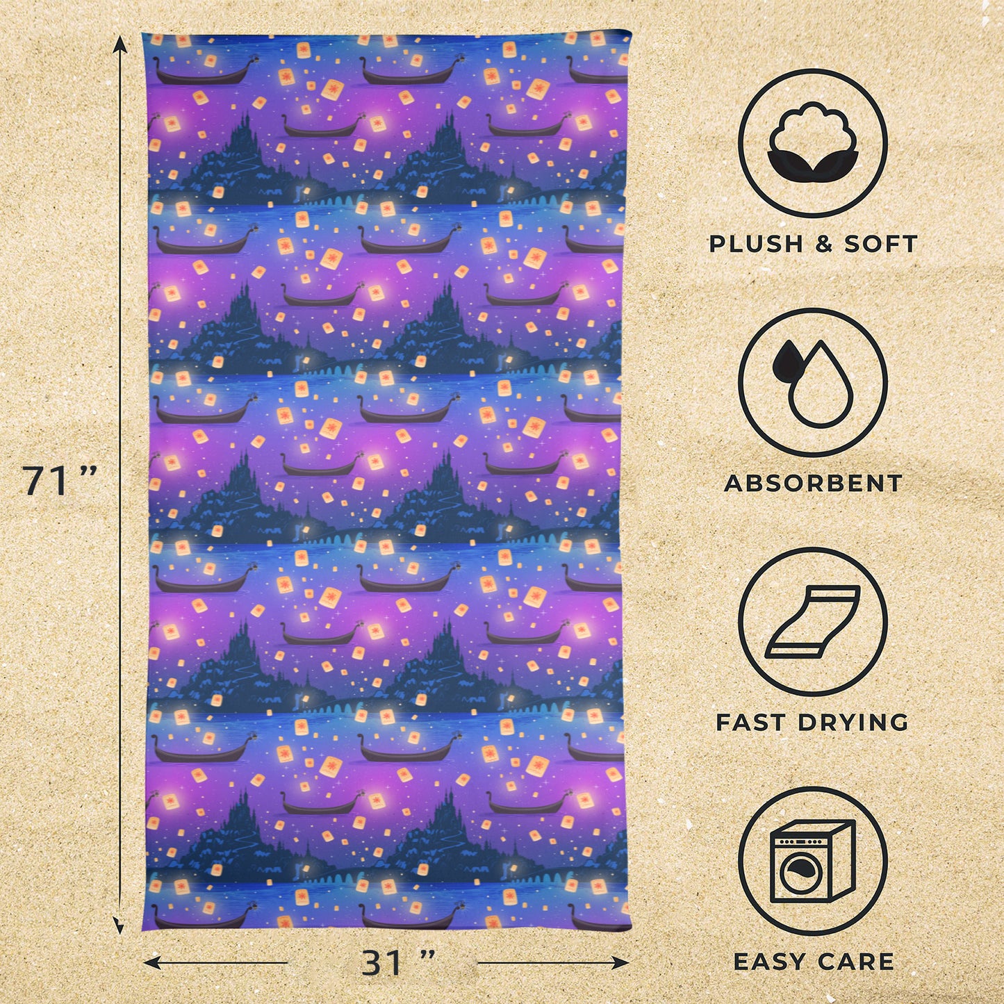 Floating Lanterns Beach Towel