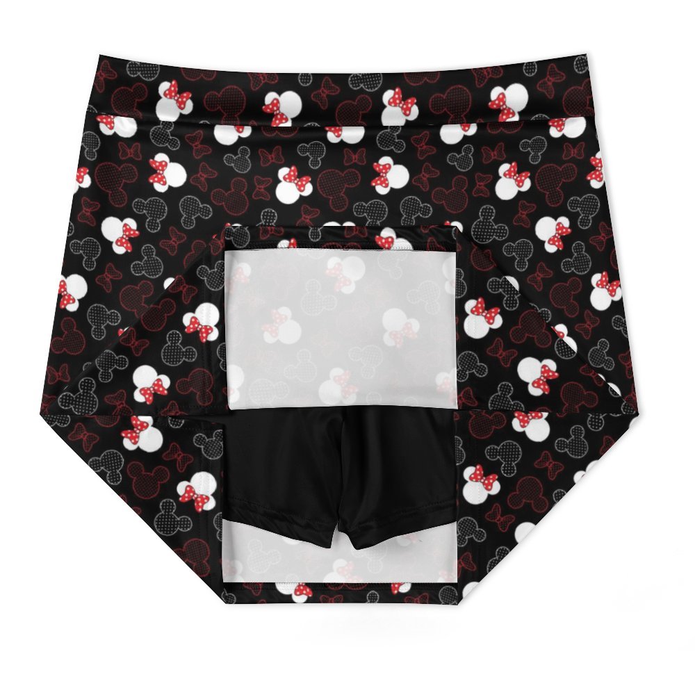 Mickey And Minnie Dots Athletic A-Line Skirt With Pocket Solid Shorts