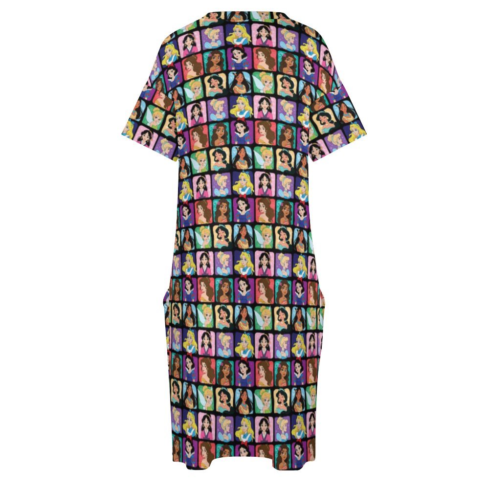 Princess Portraits Women's V-neck Loose Dress With Pockets