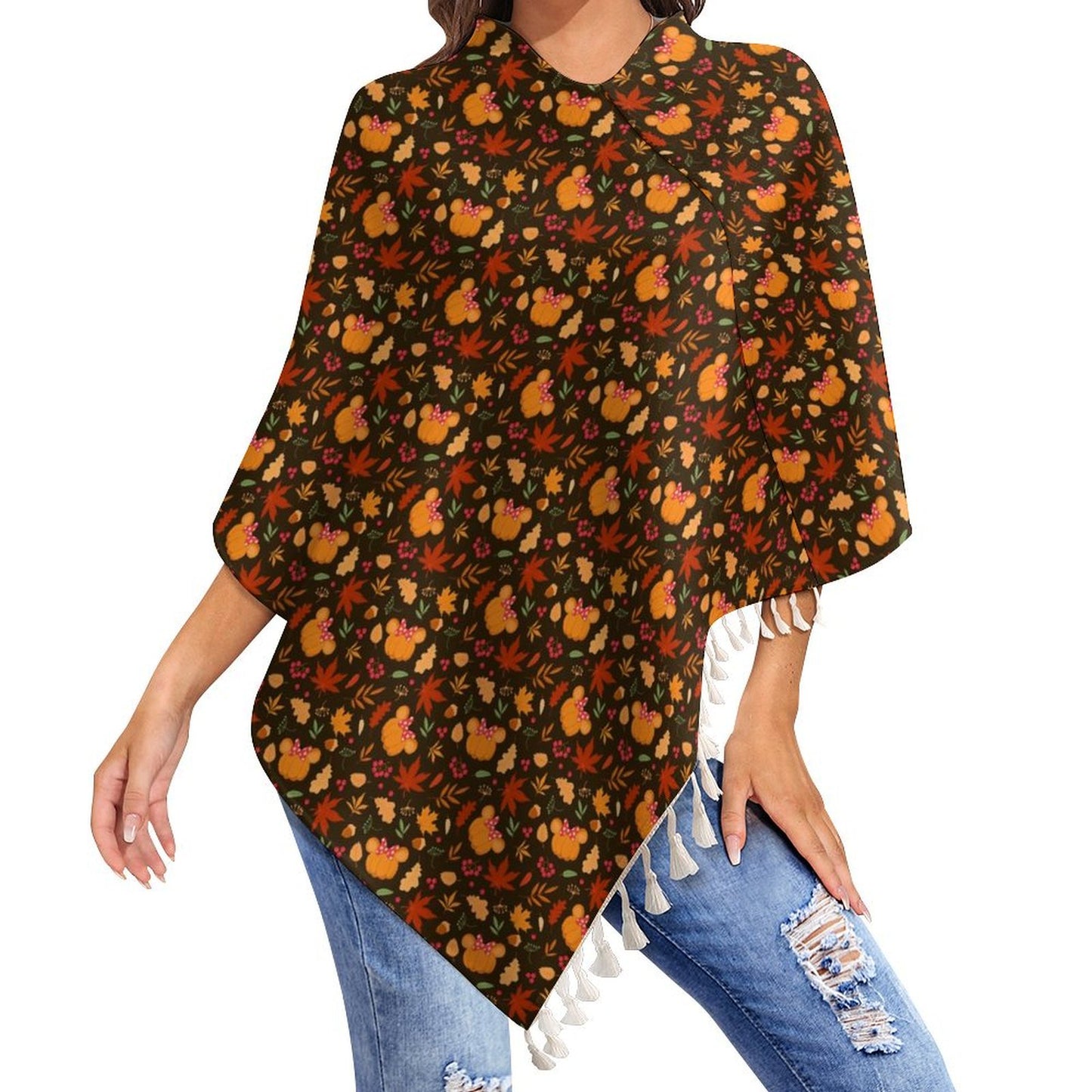 Fall Pumpkins Tassel Cape