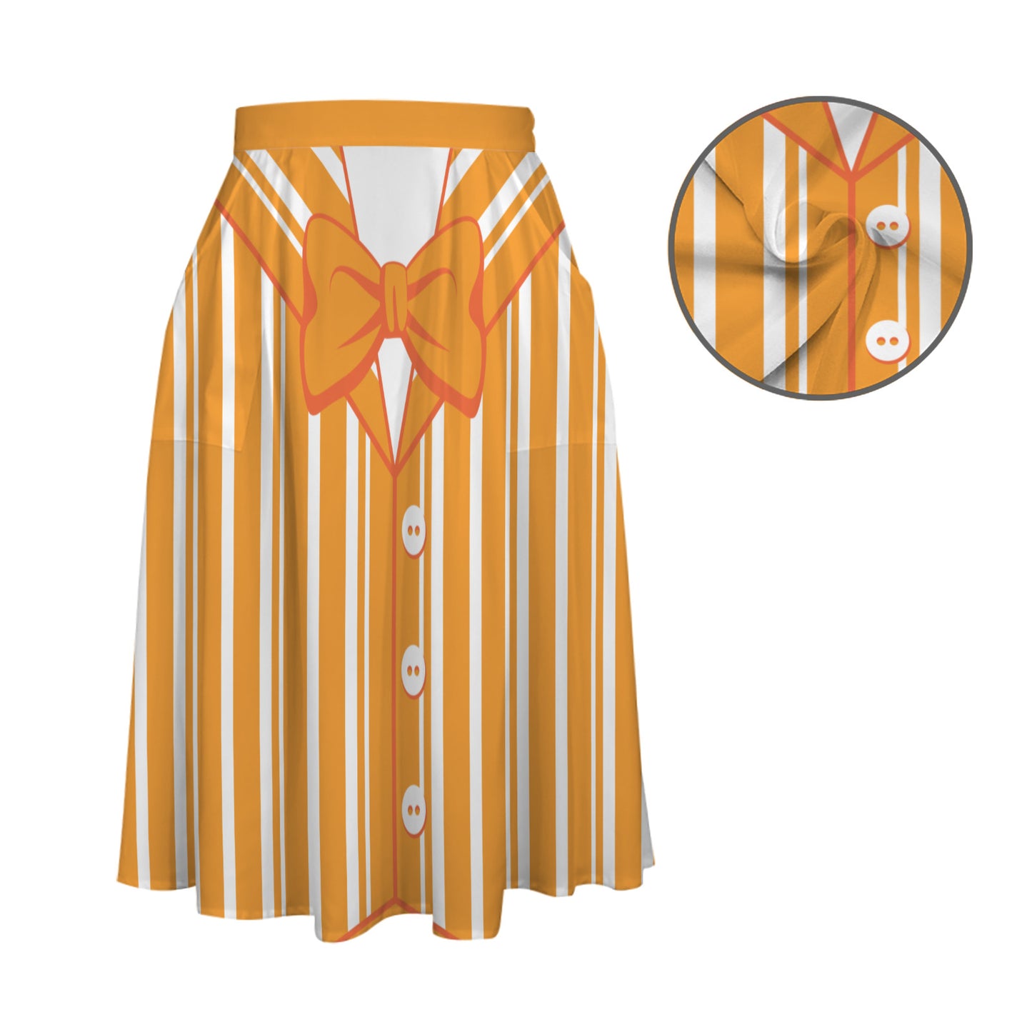 Dapper Dan Yellow Elastic Waist Midi Skirt With Pockets