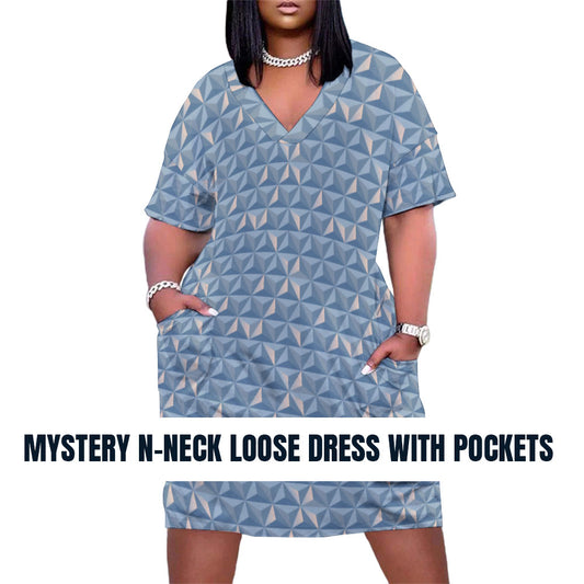 Mystery Women's V-Neck Loose Dress With Pockets