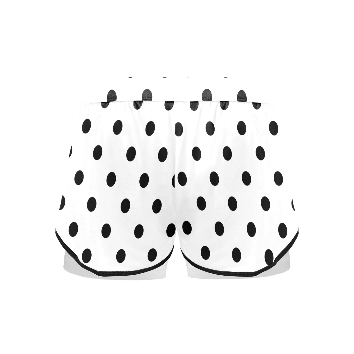 White With Black Polka Dots Women's Sports Shorts With Compression Liner