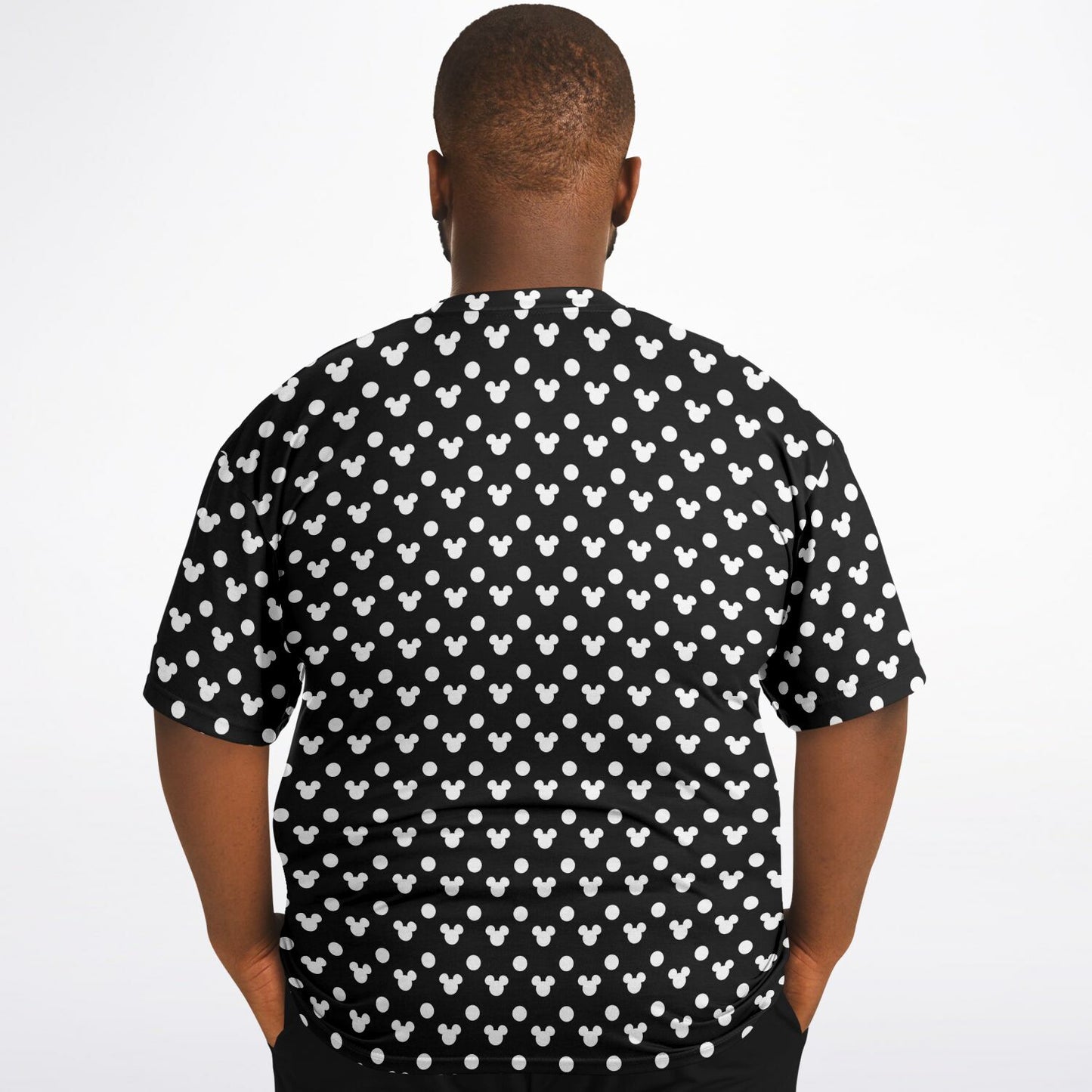 Black With White Mickey Polka Dots Unisex Plus-size T-Shirt