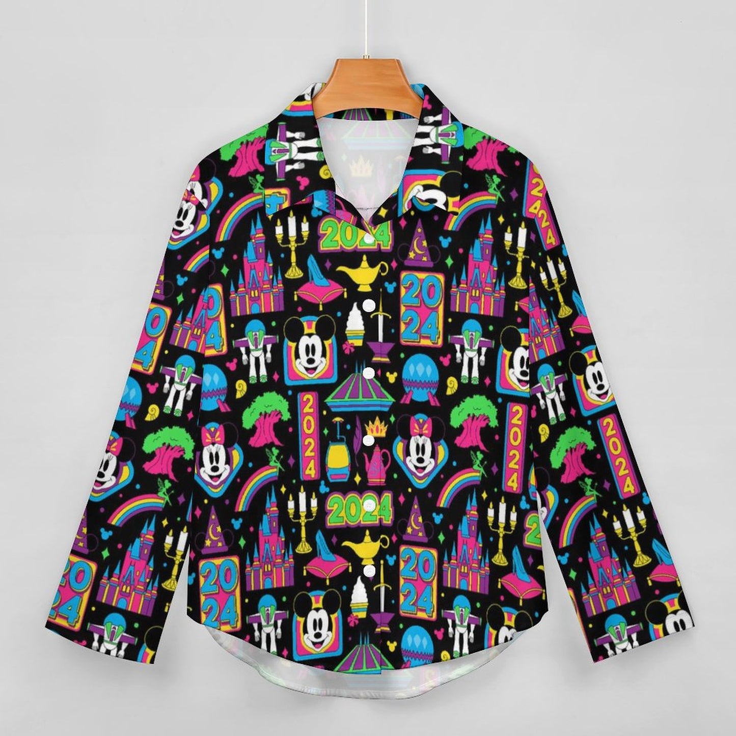Disney 2024 Dark Long Sleeve Button Up Blouse