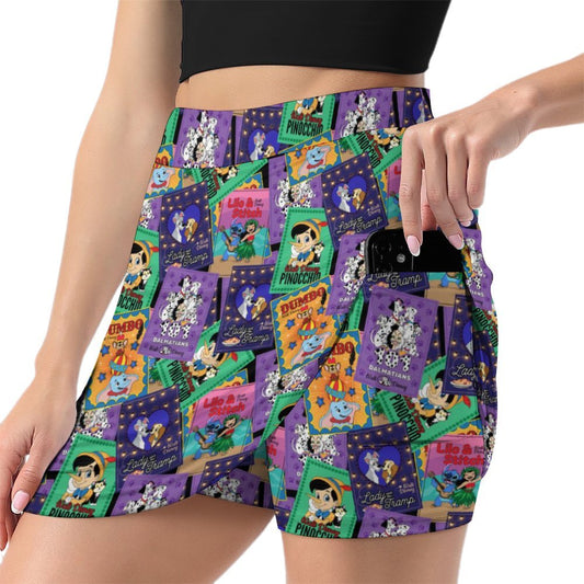 Classic Posters Women's Athletic A-Line Skirt With Pocket