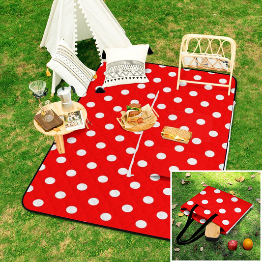 Red With White Polka Dots Zipper Picnic Mat