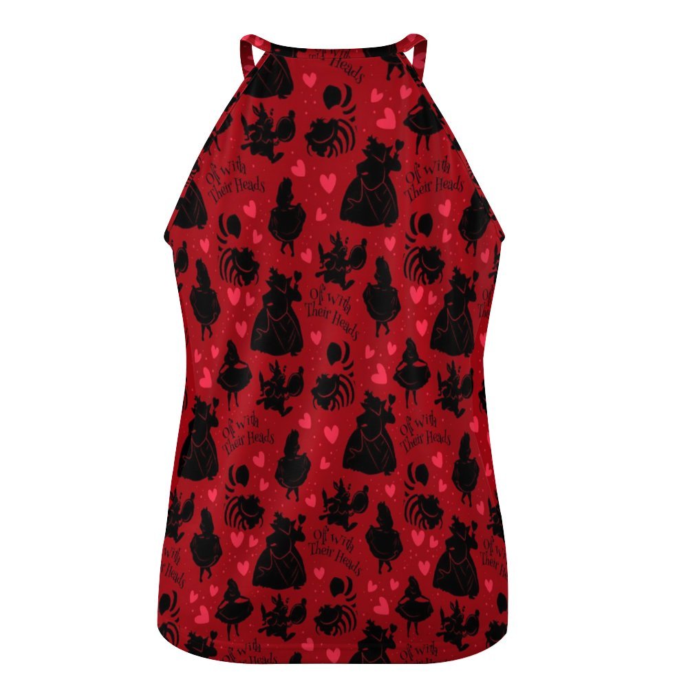 Disney Alice In Wonderland Queen Of Hearts Off With Their Heads Women's Round-Neck Vest Tank Top