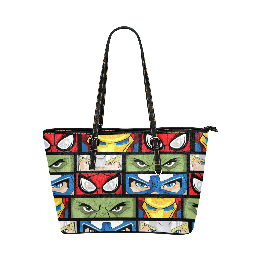 Super Heroes Eyes Leather Tote Bag