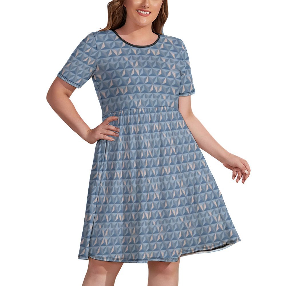 World Traveler Women's Round Neck Plus Size Dress With Pockets