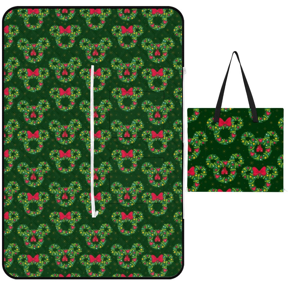 Christmas Wreaths Zipper Picnic Mat