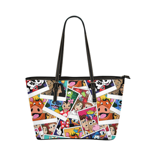 Selfies Leather Tote Bag