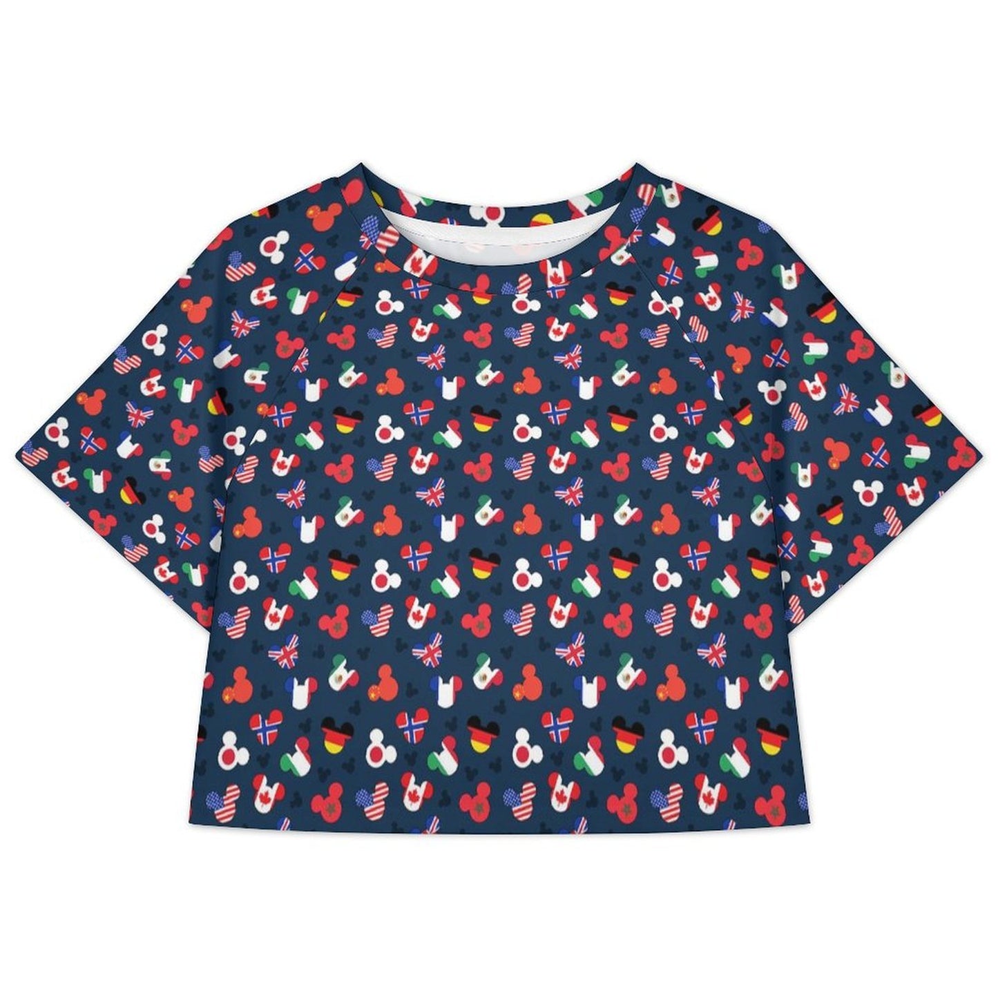 All Over Print Cropped Ralgan T-Shirt - Ambrie