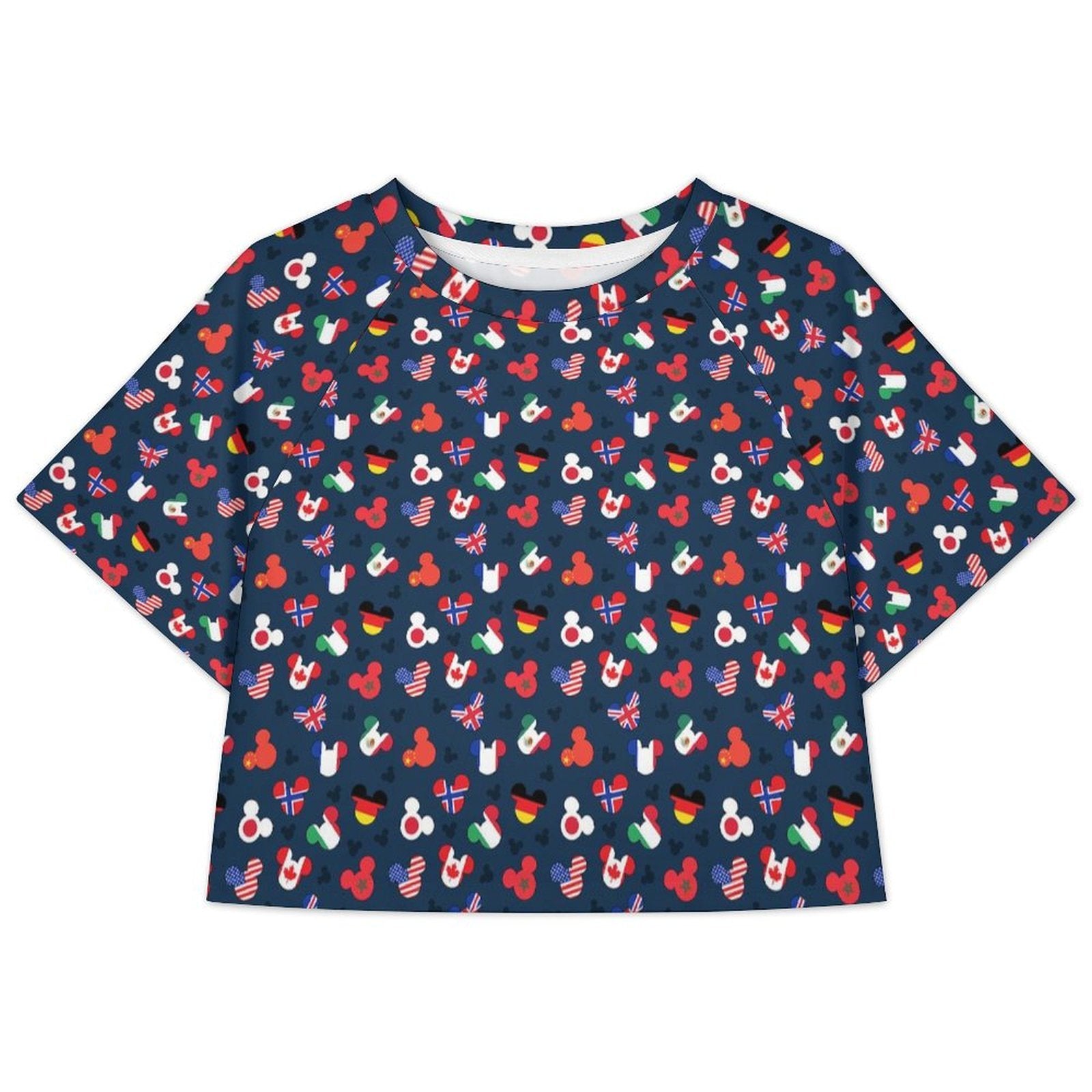 All Over Print Cropped Ralgan T-Shirt - Ambrie