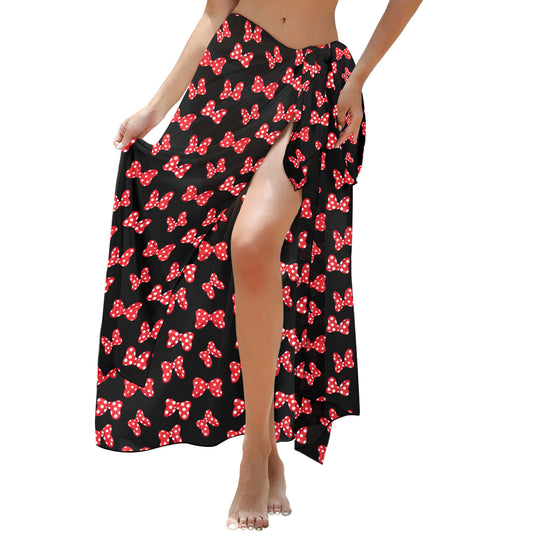 Polka Dot Bows Long Beach Sarong Wrap