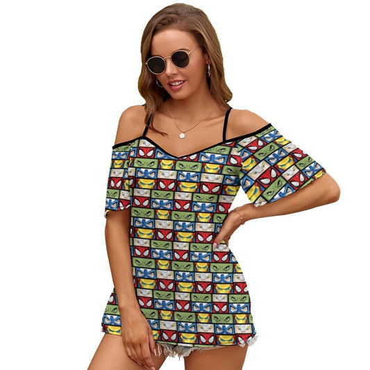 Super Heros Eyes Women's Off-Shoulder Cold Shoulder Camisole Top - Ambrie