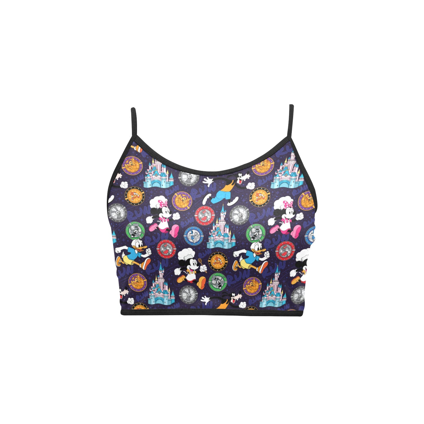 Mickey Wine And Dine Race Women's Spaghetti Strap Crop Top