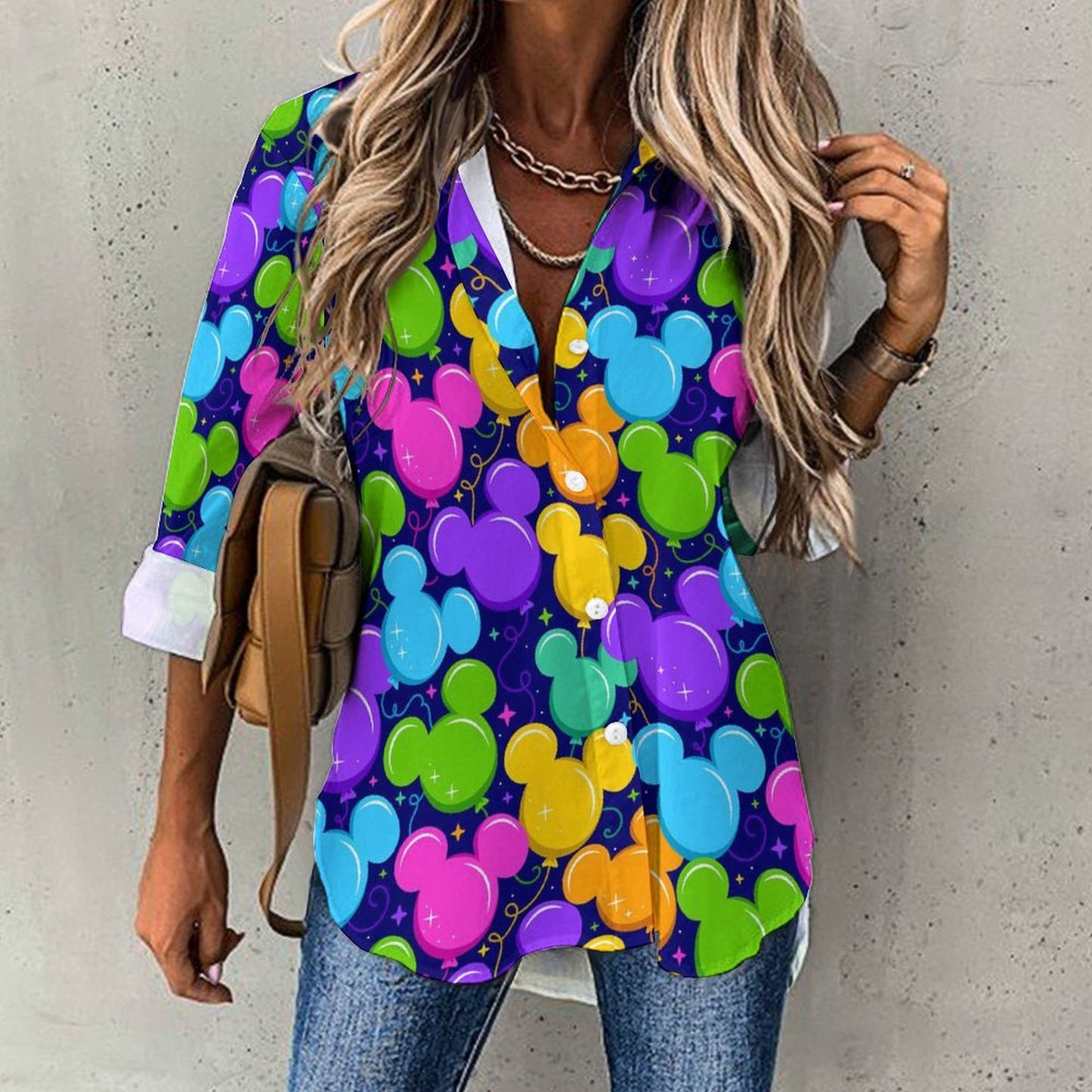 Park Balloons Long Sleeve Button Up Blouse