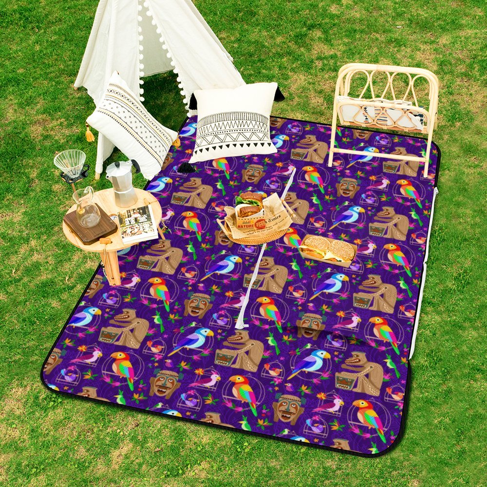 Tiki Plays The Drums Zipper Picnic Mat