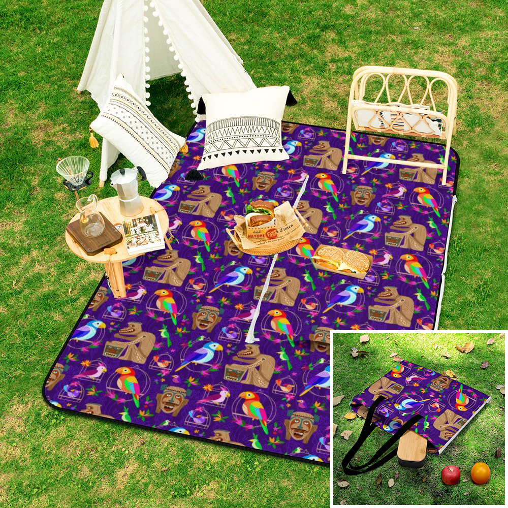 Tiki Plays The Drums Zipper Picnic Mat