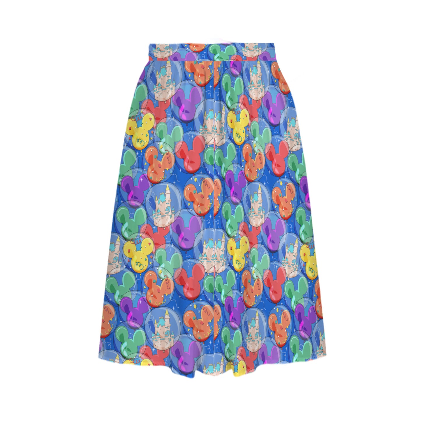 Balloon Collector Elastic Waist Midi Skirt With Pockets